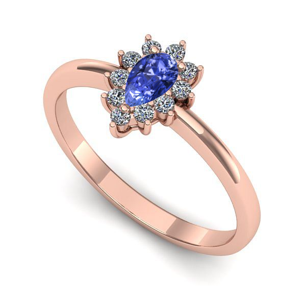 Inel de logodna din aur roz cu tanzanit