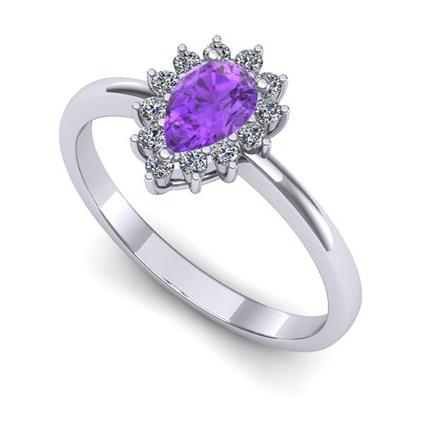 Inel de logodna din aur alb cu ametist