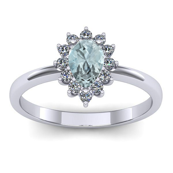 Inel de logodna cu aquamarin lacrima