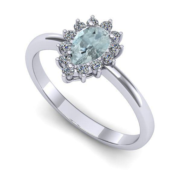 Inel din aur alb cu aquamarin