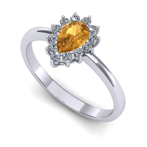 Inel de logodna din aur alb cu citrin