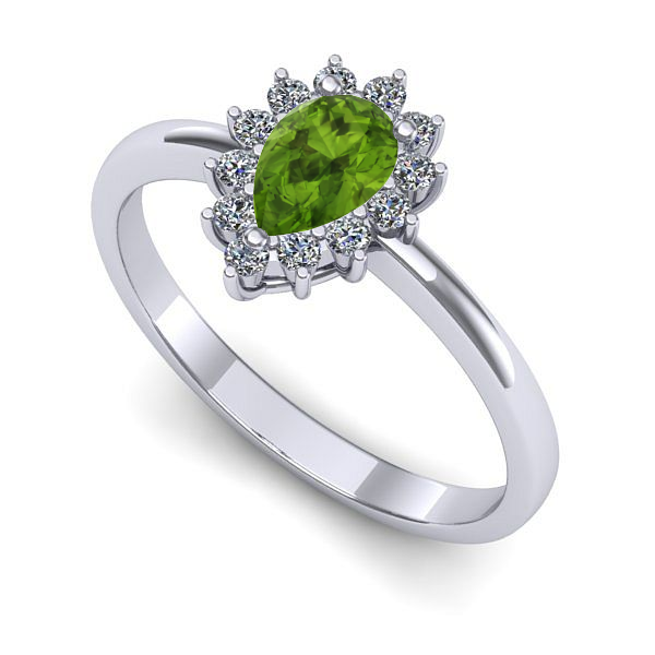 Inel din aur alb cu peridot