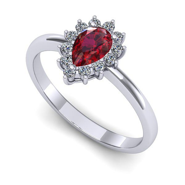 Inel de logodna din aur alb cu rubin