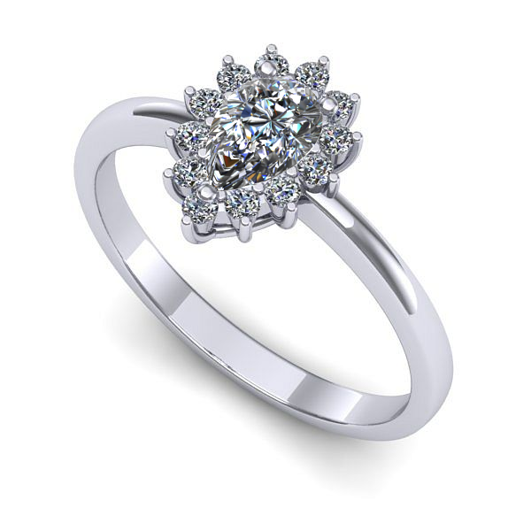 Inel logodna din aur alb cu safir alb