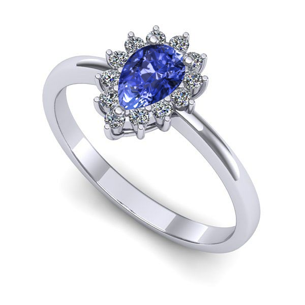 Inel de logodna din aur alb cu tanzanit