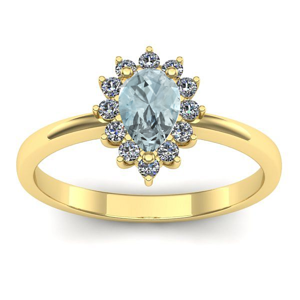 Inel de logodna cu aquamarin lacrima