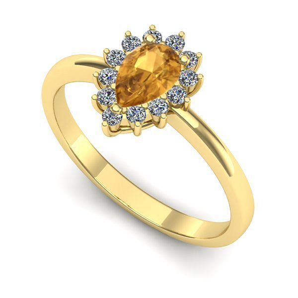 Inel din aur galben cu citrin