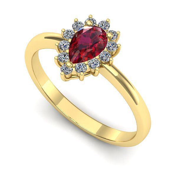 Inel logodna din aur galben cu rubin