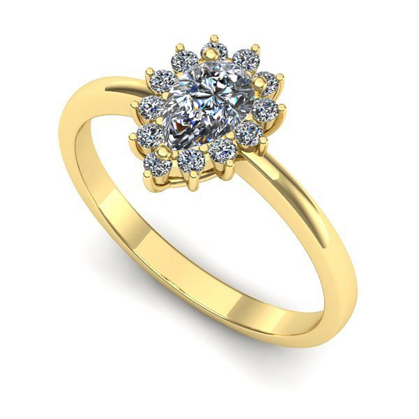 Inel de logodna din aur galben cu safir alb