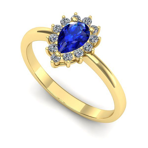 Inel de logodna din aur galben cu safir