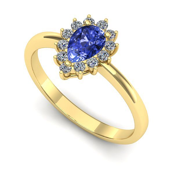 Inel logodna din aur galben cu tanzanit