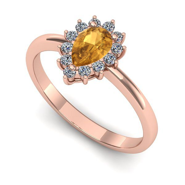 Inel de logodna din aur roz cu citrin