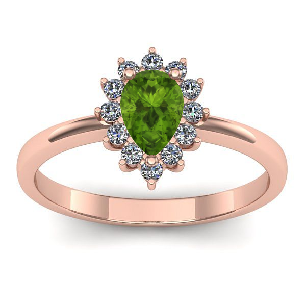 Inel de logodna cu peridot lacrima