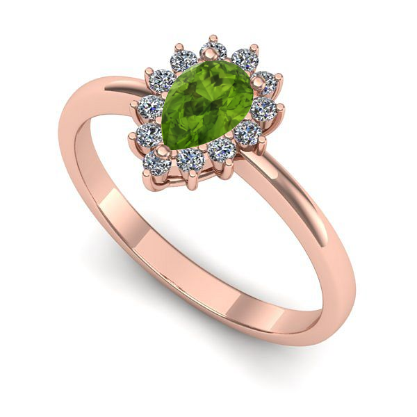 Inel de logodna din aur roz cu peridot
