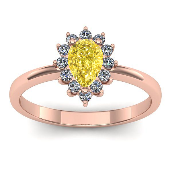 Inel logodna cu safir galben lacrima