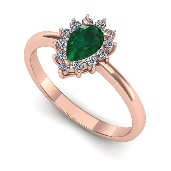 Inel din aur roz cu smarald
