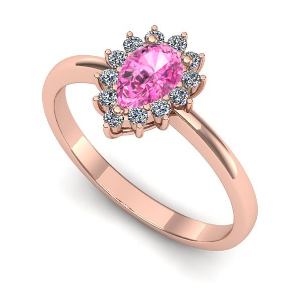 Inel logodna din aur roz cu safir roz