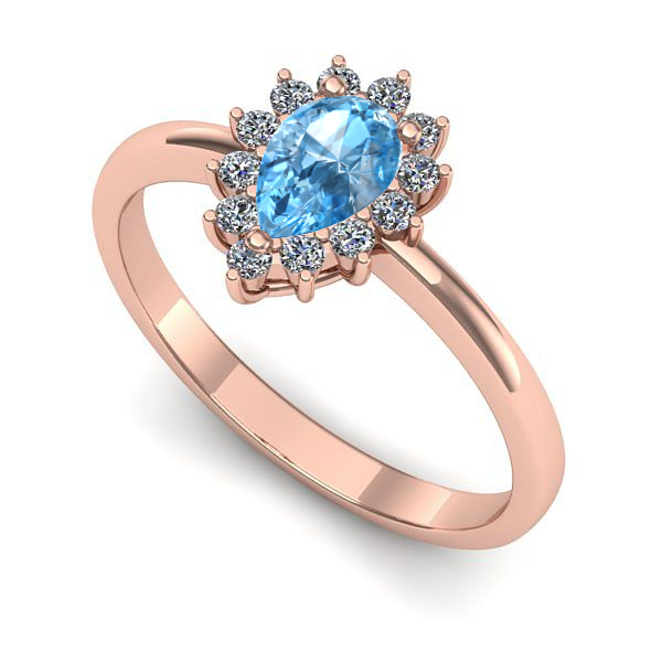 Inel de logodna din aur roz cu topaz blue