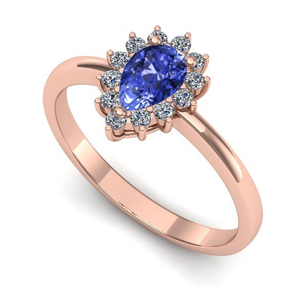 Inel de logodna din aur roz cu tanzanit