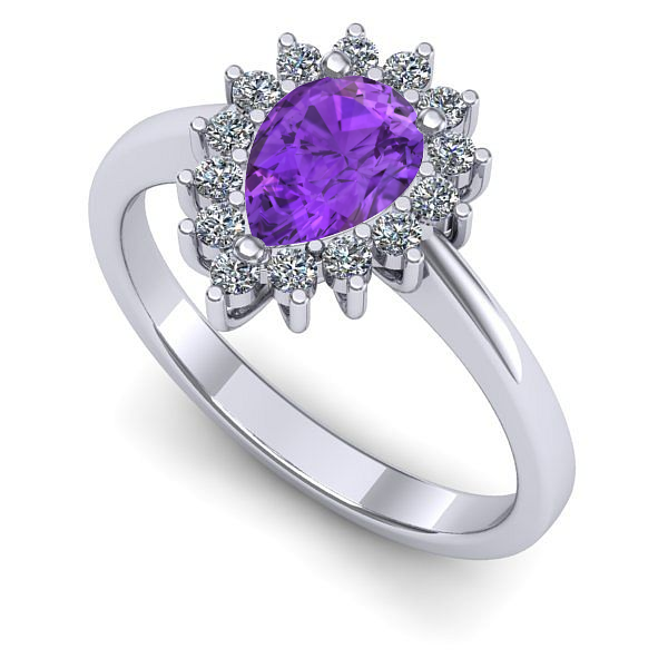 Inel logodna din aur alb cu ametist