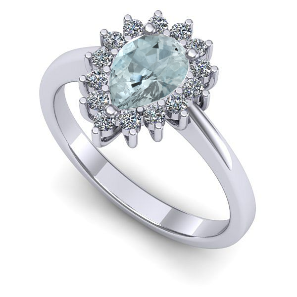 Inel din aur alb cu aquamarin