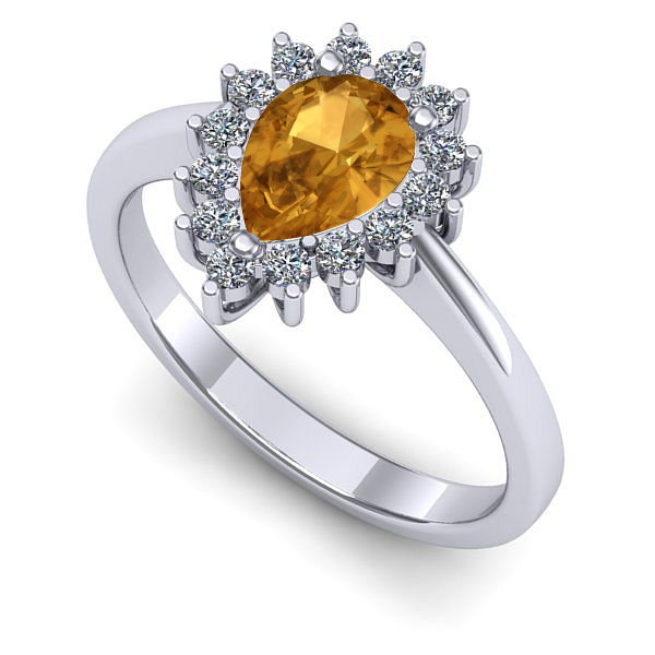 Inel din aur alb cu citrin