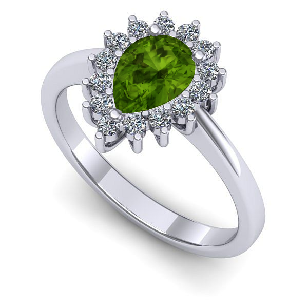 Inel din aur alb cu peridot