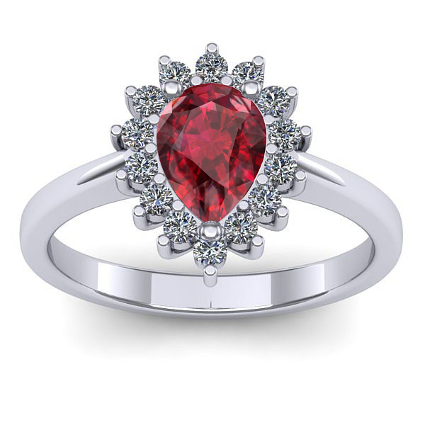 Inel logodna cu rubin lacrima