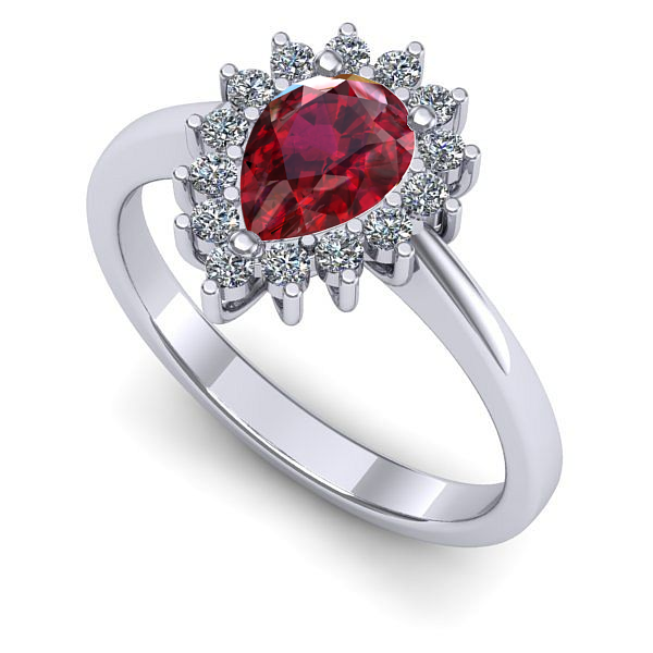 Inel din aur alb cu rubin