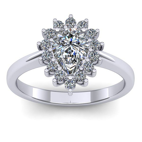 Inel logodna cu safir alb lacrima