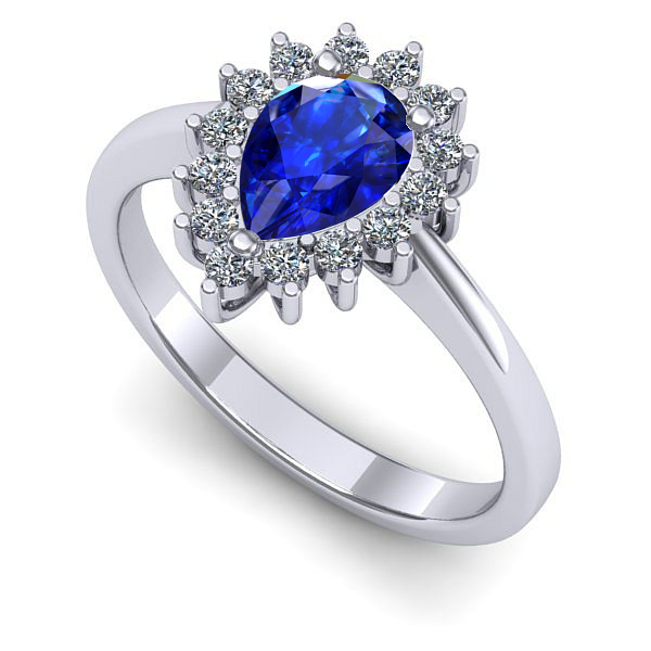 Inel din aur alb cu safir