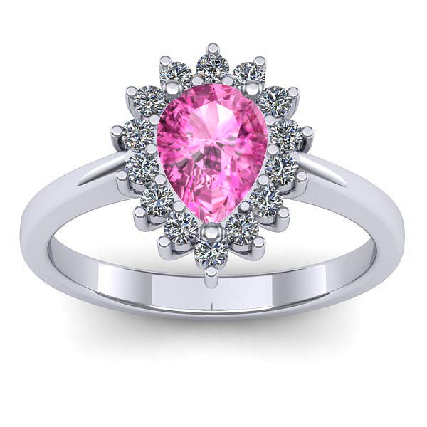 Inel cu safir roz lacrima