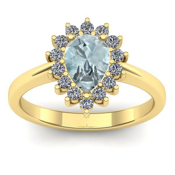 Inel logodna cu aquamarin lacrima