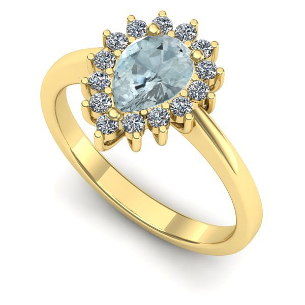 Inel din aur galben cu aquamarin