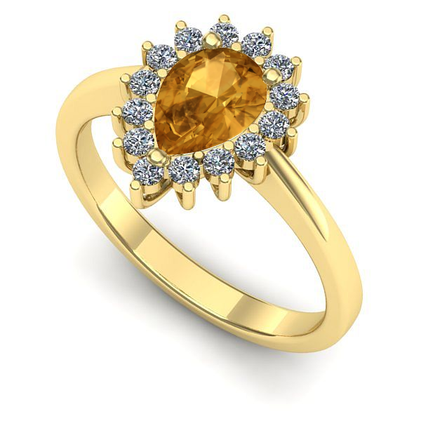 Inel de logodna din aur galben cu citrin