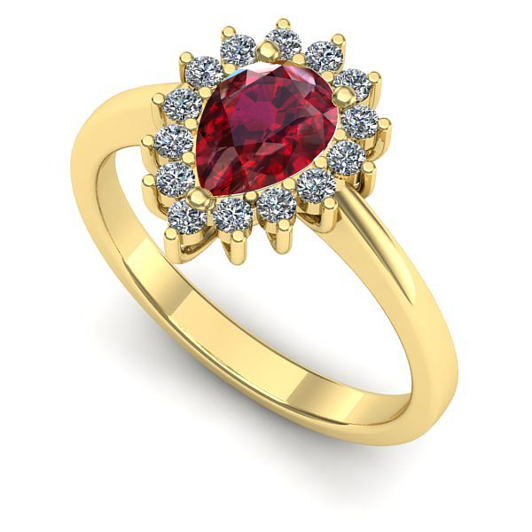 Inel logodna din aur galben cu rubin