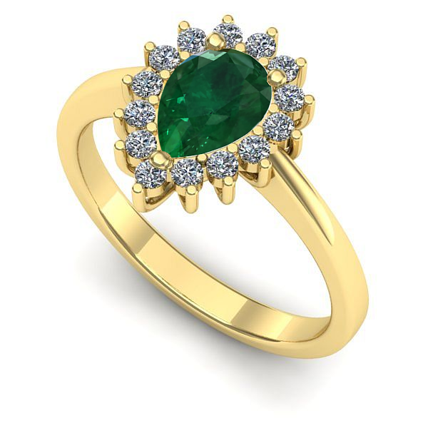 Inel de logodna din aur galben cu smarald