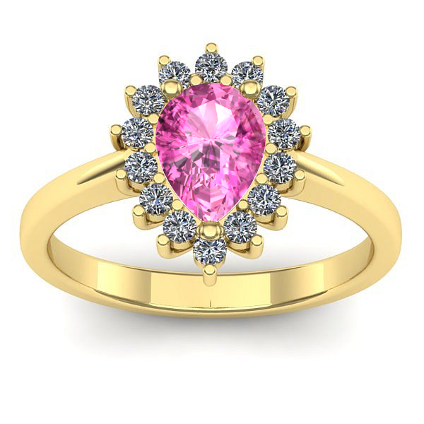 Inel cu safir roz lacrima