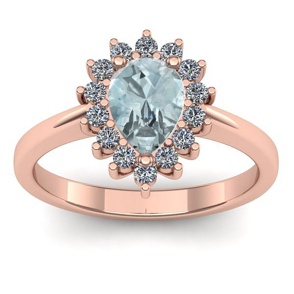 Inel de logodna cu aquamarin lacrima