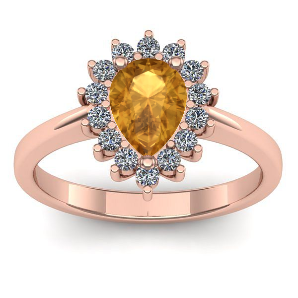 Inel cu citrin lacrima