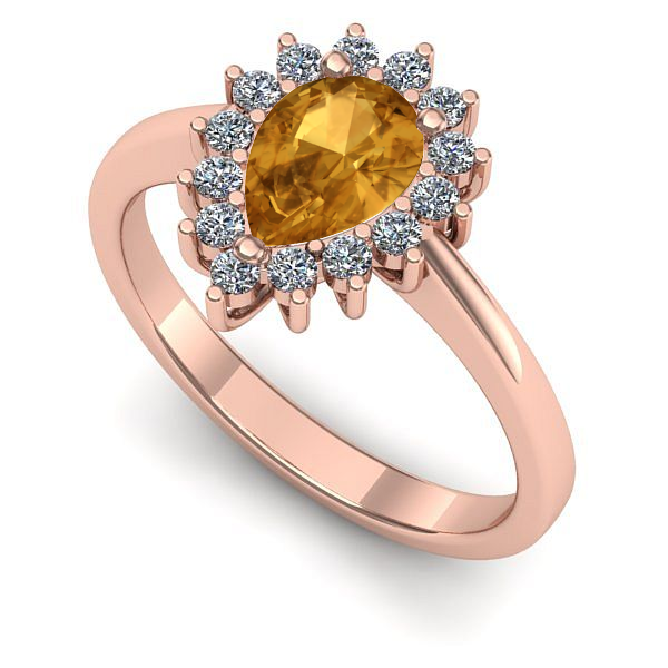Inel logodna din aur roz cu citrin