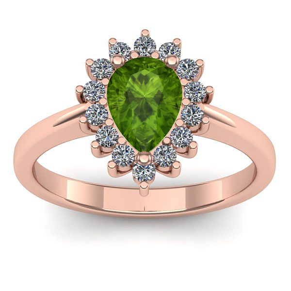 Inel logodna cu peridot lacrima