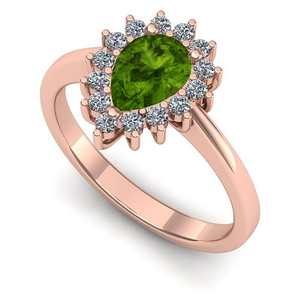 Inel de logodna din aur roz cu peridot