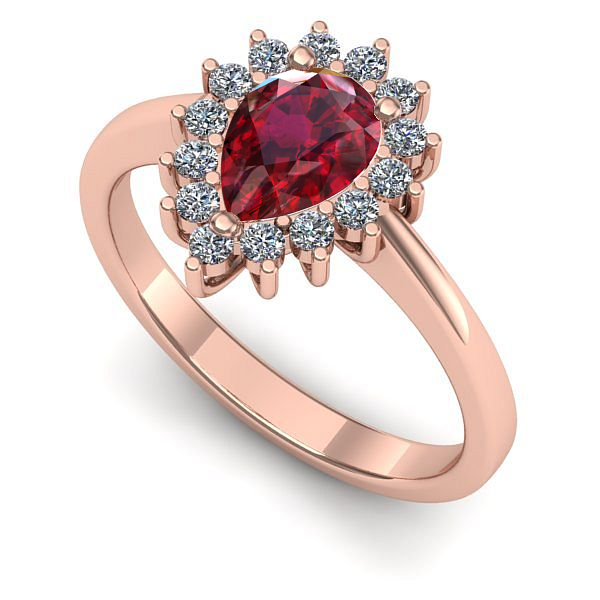 Inel logodna din aur roz cu rubin