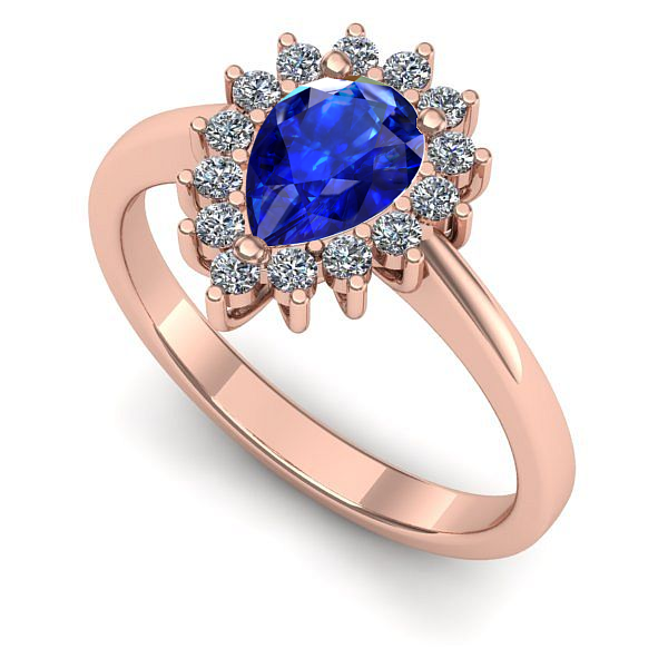 Inel logodna din aur roz cu safir