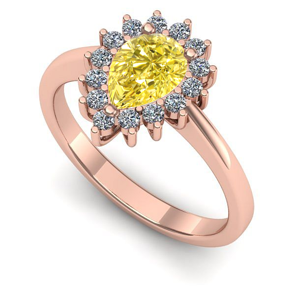 Inel din aur roz cu safir galben