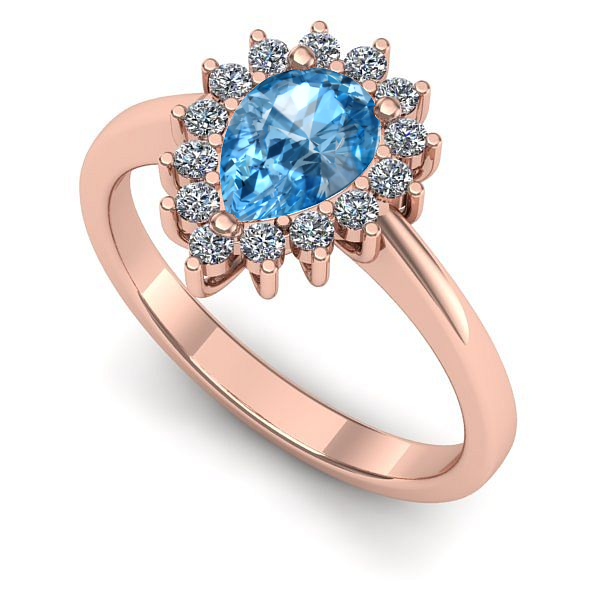Inel din aur roz cu topaz blue