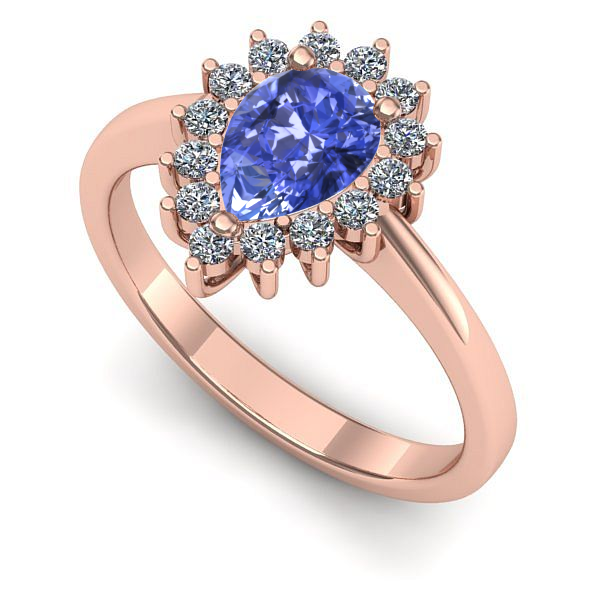 Inel logodna din aur roz cu tanzanit