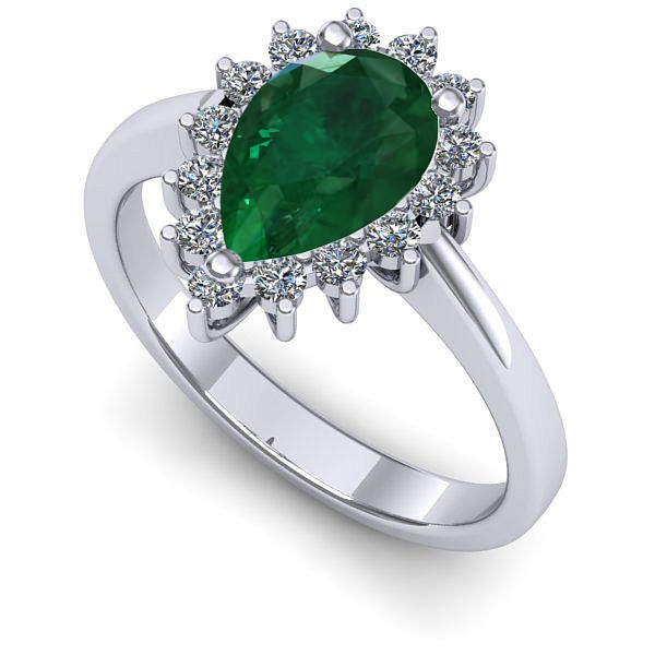 Inel din aur alb cu smarald