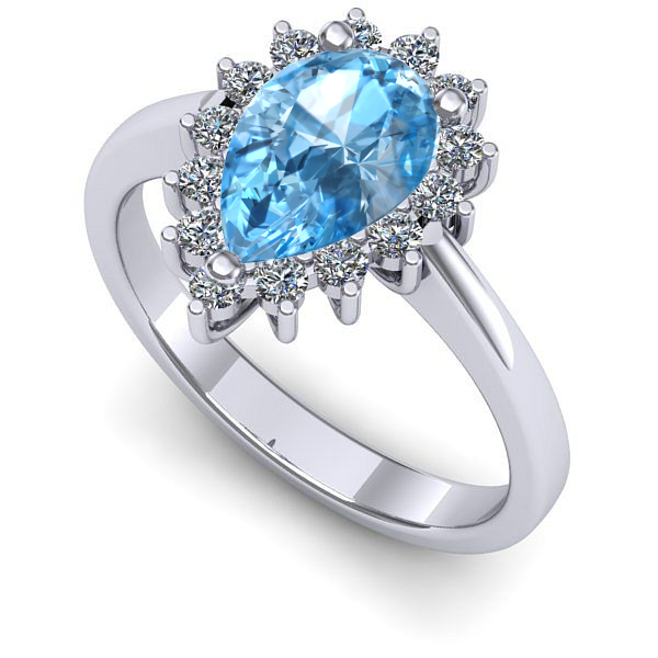 Inel de logodna din aur alb cu topaz blue